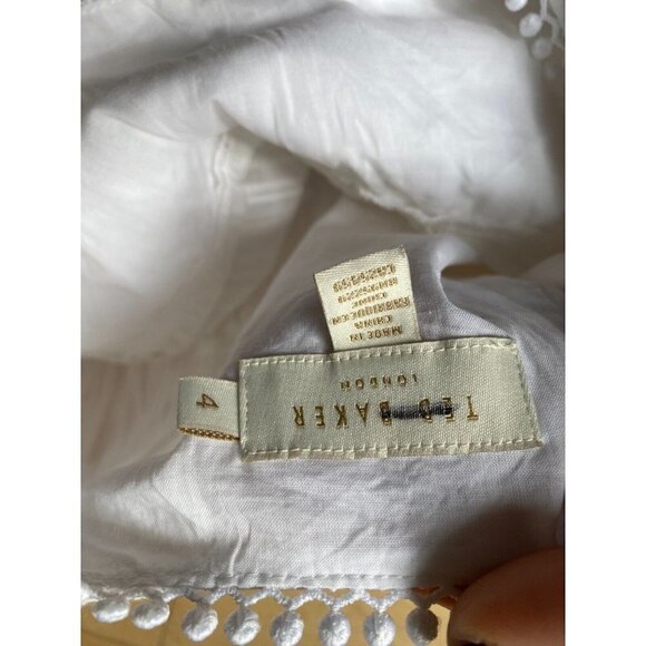 Ted Baker BNWOT white blouse "Silais" double frill sz 4 (US Large) long sleeve - Picture 6 of 8